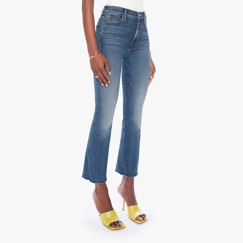 MOTHER Blue Cropped Flare Jeans - Picture 3 of 11